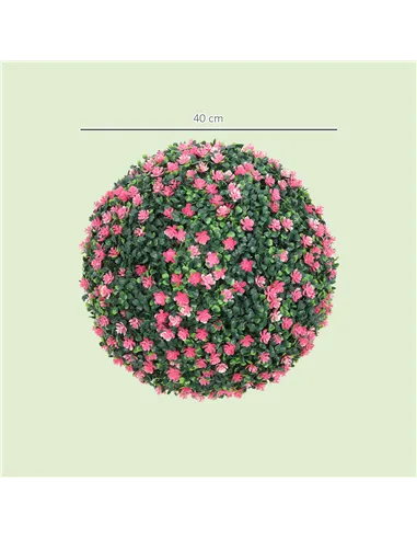 HOMCOM Set of Two Artificial Boxwood Balls Plants - Pink