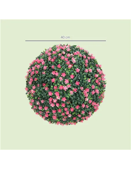 HOMCOM Set of Two Artificial Boxwood Balls Plants - Pink