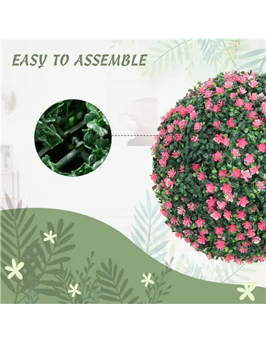 HOMCOM Set of Two Artificial Boxwood Balls Plants - Pink