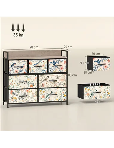 HOMCOM 7-Drawer Chest of Drawers - White