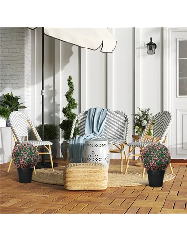 HOMCOM Set of Two Artificial Boxwood Balls Plants - Pink