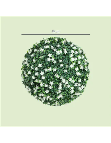 HOMCOM Set of Two Artificial Boxwood Balls Plants - White