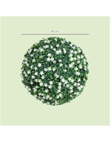 HOMCOM Set of Two Artificial Boxwood Balls Plants - White