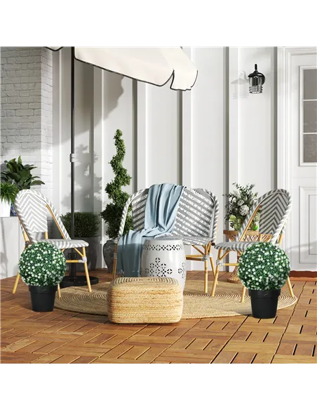 HOMCOM Set of Two Artificial Boxwood Balls Plants - White