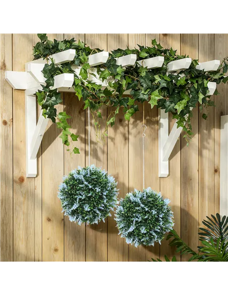 HOMCOM Set of 2 Artificial Plant Topiary Balls, UV-protected Fake Decorative Plants, Blue