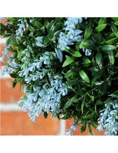 HOMCOM Set of 2 Artificial Plant Topiary Balls, UV-protected Fake Decorative Plants, Blue