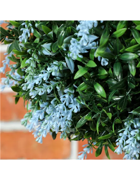 HOMCOM Set of 2 Artificial Plant Topiary Balls, UV-protected Fake Decorative Plants, Blue