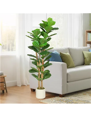 HOMCOM 150cm Artificial Fiddle Leaf Fig Tree - Green