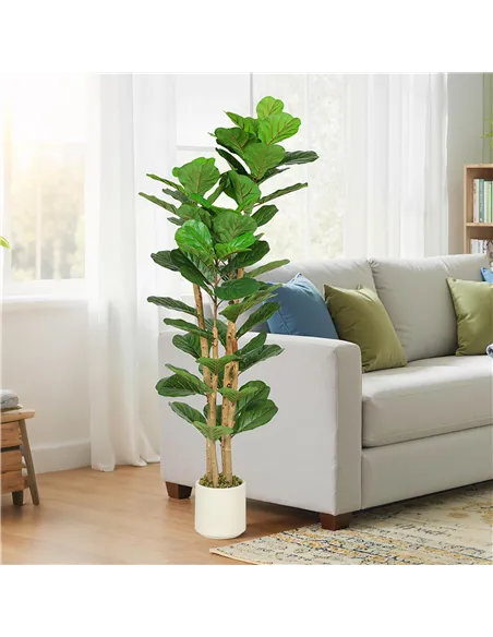 HOMCOM 150cm Artificial Fiddle Leaf Fig Tree - Green