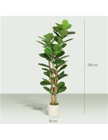 HOMCOM 150cm Artificial Fiddle Leaf Fig Tree - Green