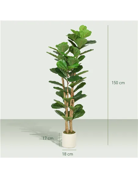 HOMCOM 150cm Artificial Fiddle Leaf Fig Tree - Green