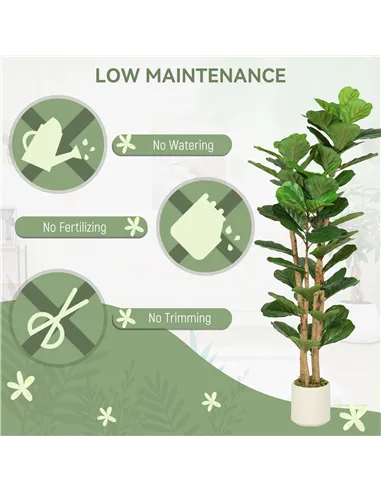 HOMCOM 150cm Artificial Fiddle Leaf Fig Tree - Green