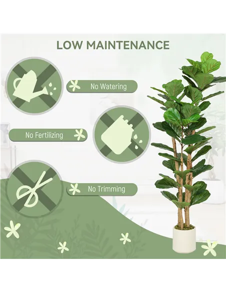 HOMCOM 150cm Artificial Fiddle Leaf Fig Tree - Green