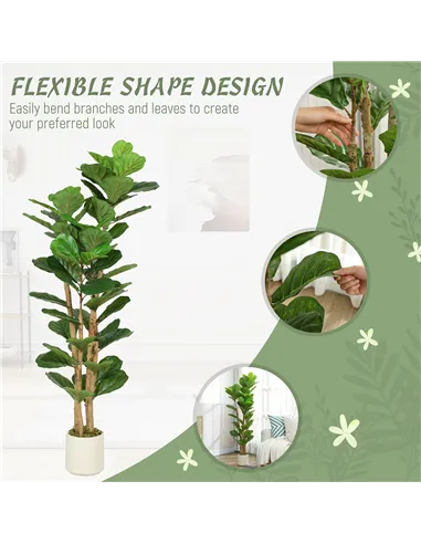 HOMCOM 150cm Artificial Fiddle Leaf Fig Tree - Green