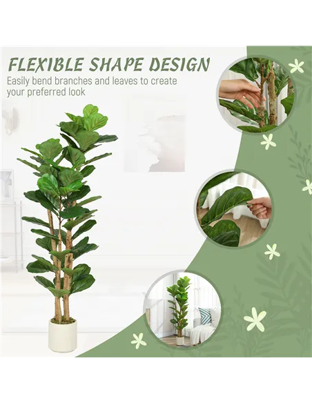 HOMCOM 150cm Artificial Fiddle Leaf Fig Tree - Green