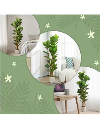 HOMCOM 150cm Artificial Fiddle Leaf Fig Tree - Green