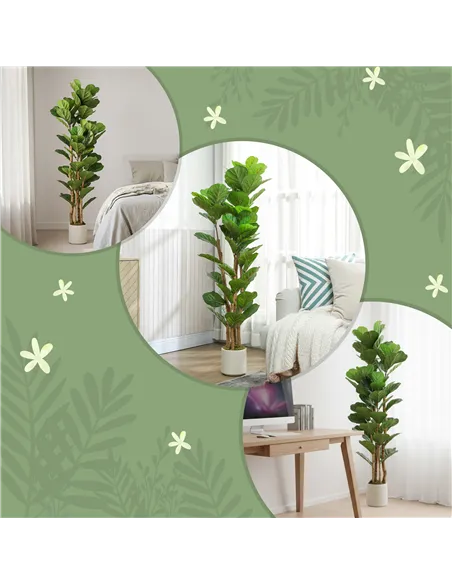 HOMCOM 150cm Artificial Fiddle Leaf Fig Tree - Green