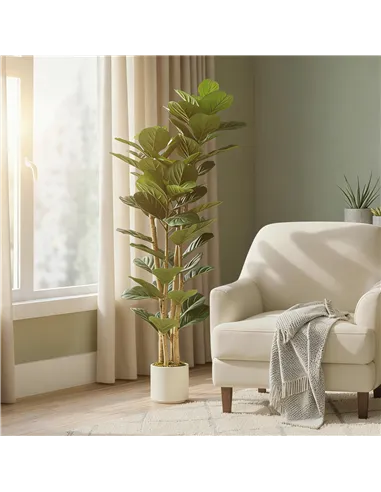 HOMCOM 150cm Artificial Fiddle Leaf Fig Tree - Green