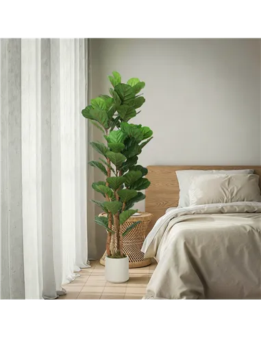 HOMCOM 150cm Artificial Fiddle Leaf Fig Tree - Green