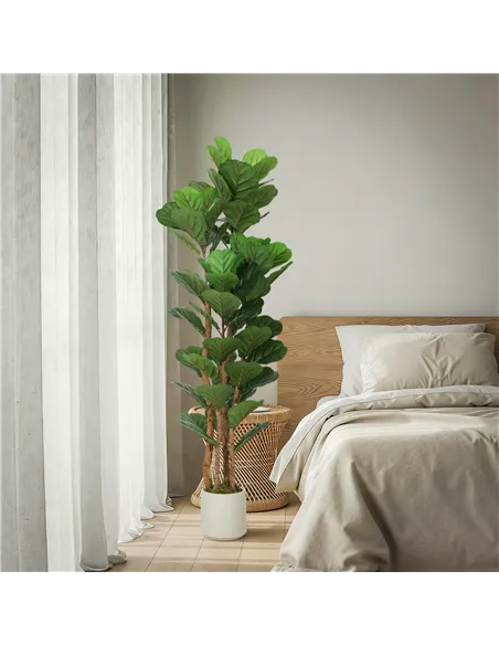 HOMCOM 150cm Artificial Fiddle Leaf Fig Tree - Green