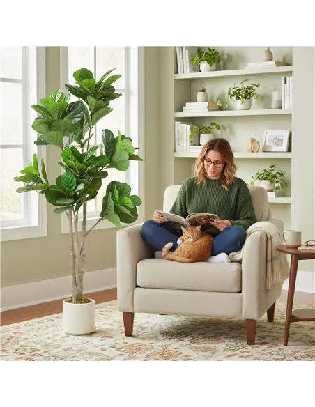 HOMCOM 180cm Artificial Fiddle Leaf Fig Tree - Green
