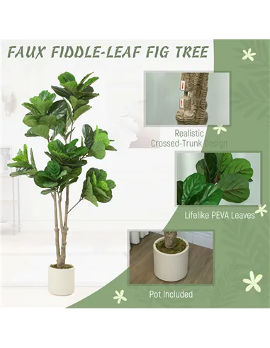 HOMCOM 180cm Artificial Fiddle Leaf Fig Tree - Green