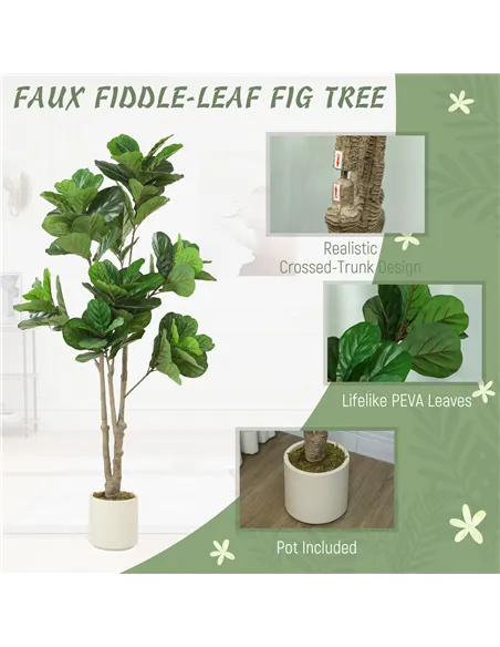 HOMCOM 180cm Artificial Fiddle Leaf Fig Tree - Green