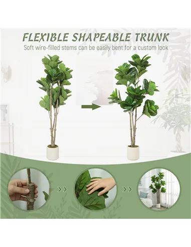 HOMCOM 180cm Artificial Fiddle Leaf Fig Tree - Green