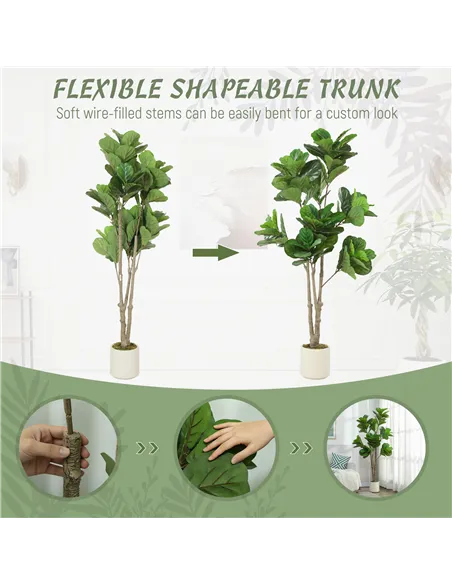 HOMCOM 180cm Artificial Fiddle Leaf Fig Tree - Green