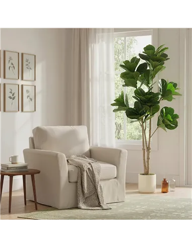 HOMCOM 180cm Artificial Fiddle Leaf Fig Tree - Green