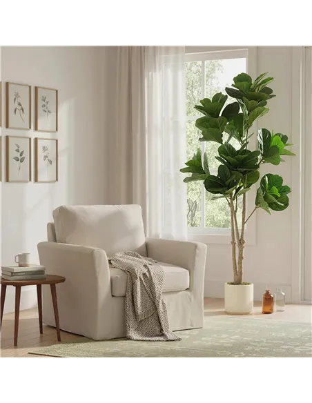 HOMCOM 180cm Artificial Fiddle Leaf Fig Tree - Green