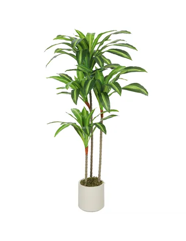 HOMCOM 120cm Artificial Dracaena Tree with Bendable Trunks - Green