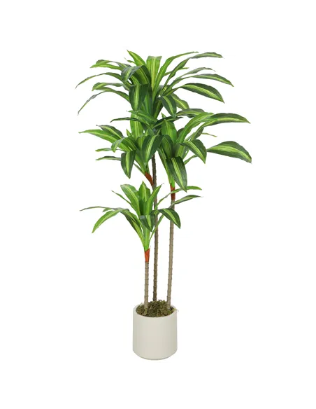 HOMCOM 120cm Artificial Dracaena Tree with Bendable Trunks - Green
