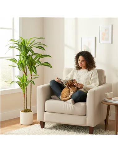 HOMCOM 120cm Artificial Dracaena Tree with Bendable Trunks - Green