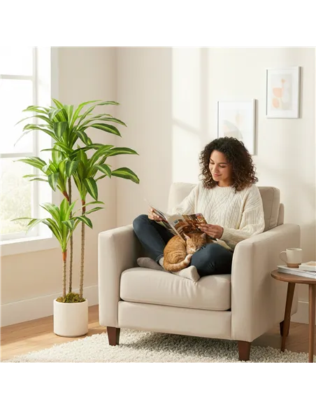 HOMCOM 120cm Artificial Dracaena Tree with Bendable Trunks - Green