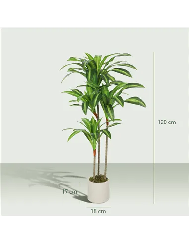 HOMCOM 120cm Artificial Dracaena Tree with Bendable Trunks - Green