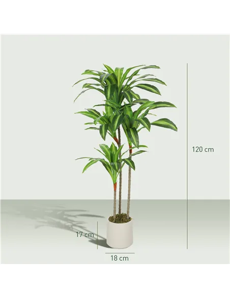 HOMCOM 120cm Artificial Dracaena Tree with Bendable Trunks - Green