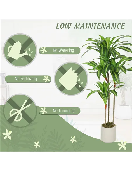 HOMCOM 120cm Artificial Dracaena Tree with Bendable Trunks - Green