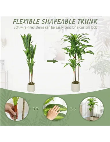 HOMCOM 120cm Artificial Dracaena Tree with Bendable Trunks - Green