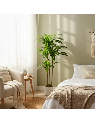 HOMCOM 120cm Artificial Dracaena Tree with Bendable Trunks - Green