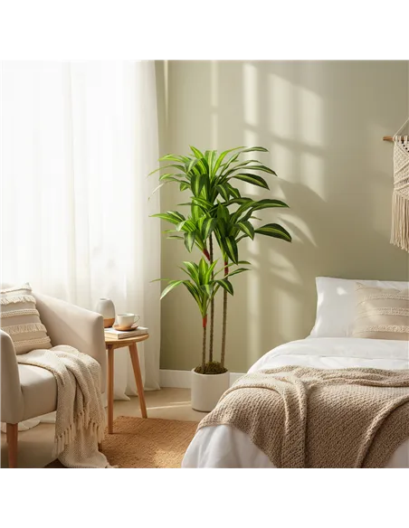 HOMCOM 120cm Artificial Dracaena Tree with Bendable Trunks - Green