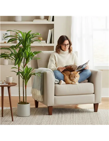 HOMCOM 120cm Artificial Dracaena Tree with Bendable Trunks - Green