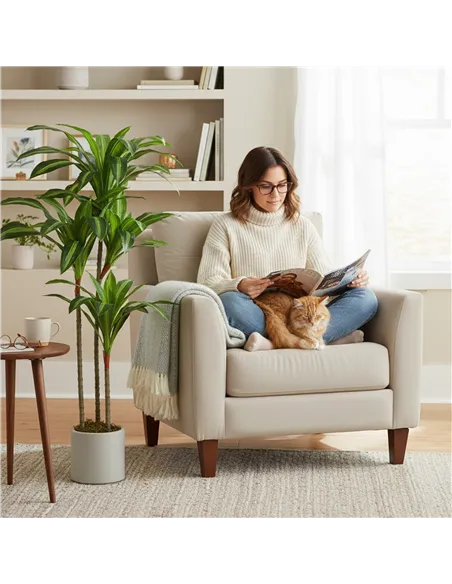 HOMCOM 120cm Artificial Dracaena Tree with Bendable Trunks - Green