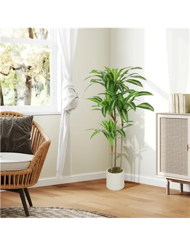 HOMCOM 120cm Artificial Dracaena Tree with Bendable Trunks - Green