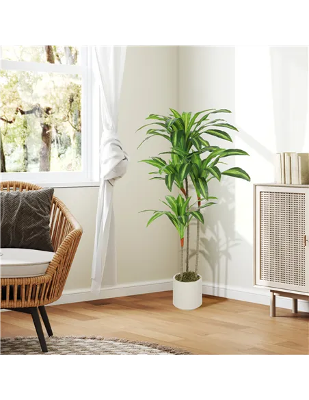 HOMCOM 120cm Artificial Dracaena Tree with Bendable Trunks - Green