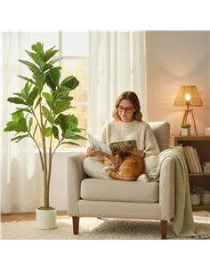 HOMCOM 150cm Artificial Ficus Tree - Green 2