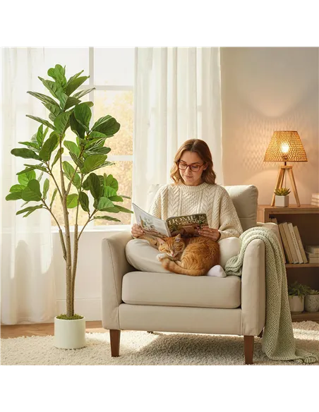 HOMCOM 150cm Artificial Ficus Tree - Green