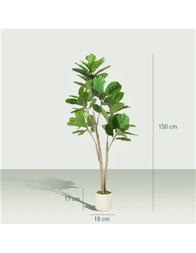 HOMCOM 150cm Artificial Ficus Tree - Green