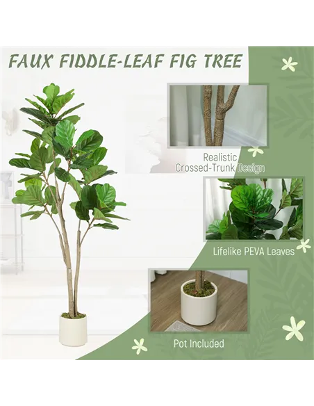 HOMCOM 150cm Artificial Ficus Tree - Green