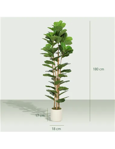 HOMCOM 180cm Artificial Fiddle Leaf Fig Tree - Green